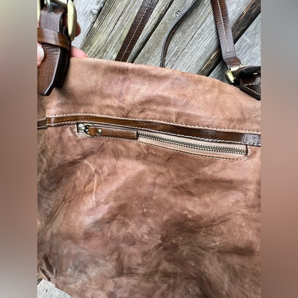 CAVALCANTI Leather Brown Fringe Boho Made in Italy Shoulder Bag - Picture 4 of 16